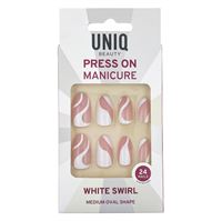UNIQ Press On Negler med Lim - White Swirl