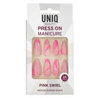 UNIQ Press On Negler med Lim - Pink Swirl