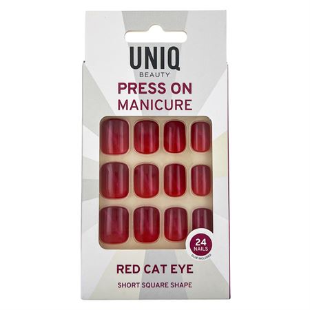 UNIQ Press On Negler med Lim - Red Cat Eye