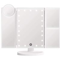 UNIQ Hollywood Makeup Speil Trifold speil med LED-lys, Hvit