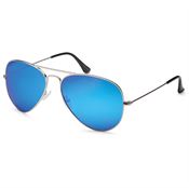 Lux® Aviator Pilot Solbriller - Blå glass med sølv sett