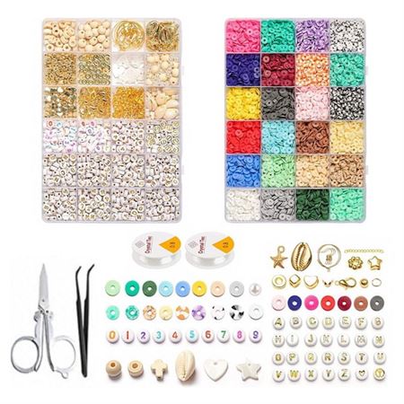 Clay / Heishi Beads Bohemian Kit - KREA DIY Smykkesett med ulike perler - 6000 stk