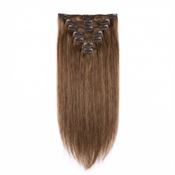 Clip-on Extensions, Remy-hår, 50 cm, lysebrun #12, 7 deler