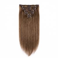 Clip-on Extensions, Remy-hår, 50 cm, lysebrun #12, 7 deler