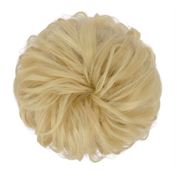 Messy Bun hårstrikk med krølletee kunstig hår, 24T613 Light Bleach Blond