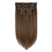 Clip On Extensions Remy-hår, 40 cm, #6 Brun