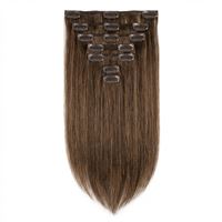 Clip On Extensions Remy-hår, 40 cm, #6 Brun