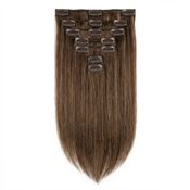 Clip-on extensions Remy-hår 65 cm, lysebrun 6#