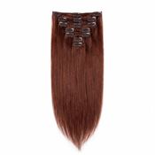 Clip-on Extensions Remy-hår 50 cm Rødbrun #30, 7 deler