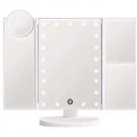 UNIQ Hollywood Makeup Speil Trifold speil med LED-lys, Hvit