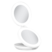 UNIQ Kompakt dobbelt reisespeil med LED, 10x forstørrelse, hvit