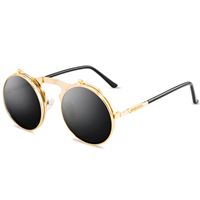 Steampunk solbriller i gull med flip funksjon