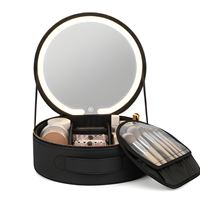 UNIQ LED Makeup-speil med 3-farget lys, oppbevaring og reisekoffert, svart