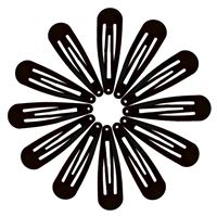 Klikk hårklipp i svart, klassisk design - 12 stk