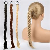Flettet Ponytail-forlengelse, 60 cm, syntetisk, med strikk - Svart