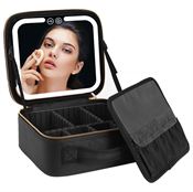 UNIQ Makeup-veske med LED-speil, svart