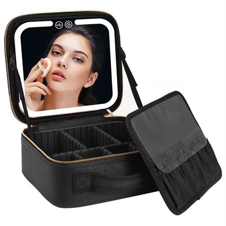 UNIQ Makeup reiseveske med LED-lys - Kosmetisk veske for all makeup - Sort