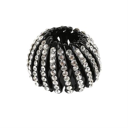 Mille Hestehalespiral med rhinestone - Bird Nest Hair Clip - Sølv