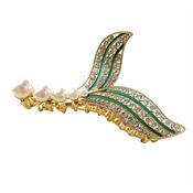 SOHO Aqua Hårklype med havfruehale-design og strass, gull, 11,5 cm