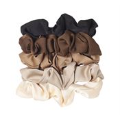 SOHO Satin Scrunchie-sett, 5-pakning i svart, brun og beige