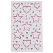 SOHO Hearts & Stars Selvheftende Rhinestones til ansikt, sminke, negler, kropp, håndverk - Pink
