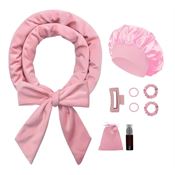 SOHO Heatless Curler Set med Hårband, Bonnet og Hårklemme - Pink