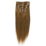 Hårforlengelse av kunstfiber, 7-delt sett, 60 cm, brun #6