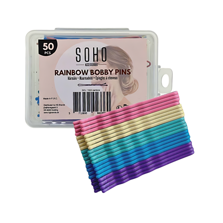 SOHO Hårnåler 50 stk – Rainbow Fargerike Hårnåler for Frisyrer