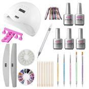 UNIQ Nail Starter Kit Komplet sett - Pro Gel Lakk sett med 80W negletørker med display, farger og tilbehør (CA-01)