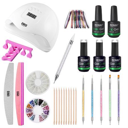 UNIQ Nail Starter Kit Komplet sett - Pro Gel Lakk sett med 80W negletørker med display, farger og tilbehør (CA-01 Limited Edition)