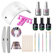 Nail Starter Kit - Premium Gel Lakk sett med 24W negletørker, farger og tilbehør (CL-01)