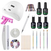 Nail Starter Kit Komplet sett - Pro Gel Lakk sett med 80W negletørker med display, farger og tilbehør (CA-01 Limited Edition)