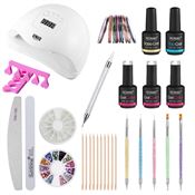 Nail Starter Kit - Pro Gel Lakk sett med 80W negletørker med display, farger og tilbehør (CA-01 Limited Edition)