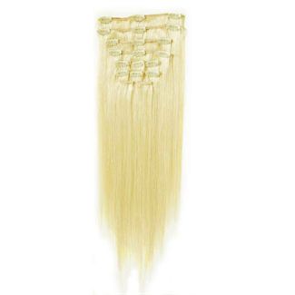 Kunstig fiber-hår, 7-delt sett. Lys Blond 60#