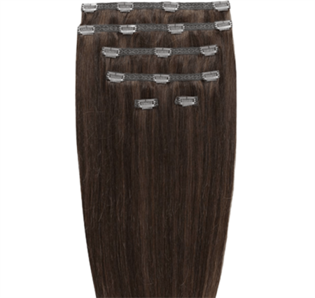 Clip on hair extensions #4 Brun - 7 sett - 60 cm | Gold24