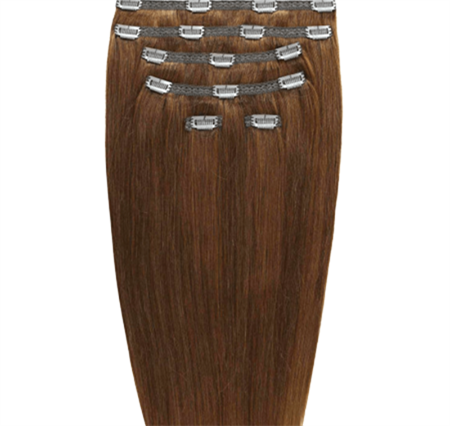 Clip on hair extensions #12 Lysbrun - 7 sett - 60 cm | Gold24