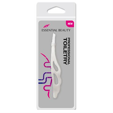 Essential Beauty® skrå Pinsett / Tweezer - rustfritt stål m. mønster