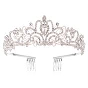 Prinsesse Diadem / Tiara, sølvfarget med strass