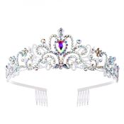 Prinsesse Tiara, sølv/regnbue med strass