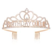 Prinsessediadem / Tiara - Birthday Queen - Gull med strassstein