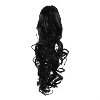 Pony Tail Fiber Extensions Curly Svart 1# 