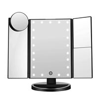 Hollywood Makeup Speil Trifold speil med LED lys ,Svart