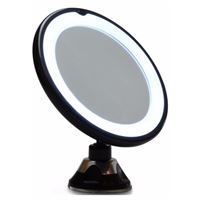 UNIQ speil med LED-lys og sugekopp x10 forstørrelse -Svart