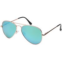 Lux® Aviator Pilot Solbriller - Grønt Speil Glass med Sølv Ramme