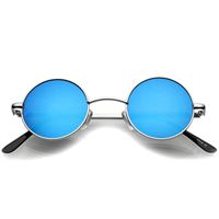 Retro solbriller - rund blå speil