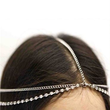 Bohemian Head Chain hovedsmykke i sølv og diamanter