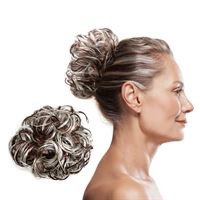 Messy Bun Hair elastisk med krøllete kunstig hår - Brun og blond Mix 