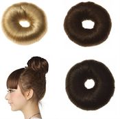 Hår-donut med kunstig hår - 7 cm.