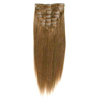 Clip on hair #6 50 cm Lysebrun