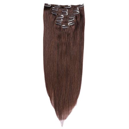Clip On Hair Extensions  40 cm #2 Mørkebrun